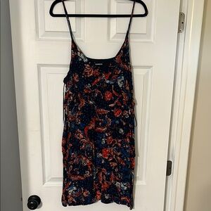 Express Navy and Red Floral Mini Dress